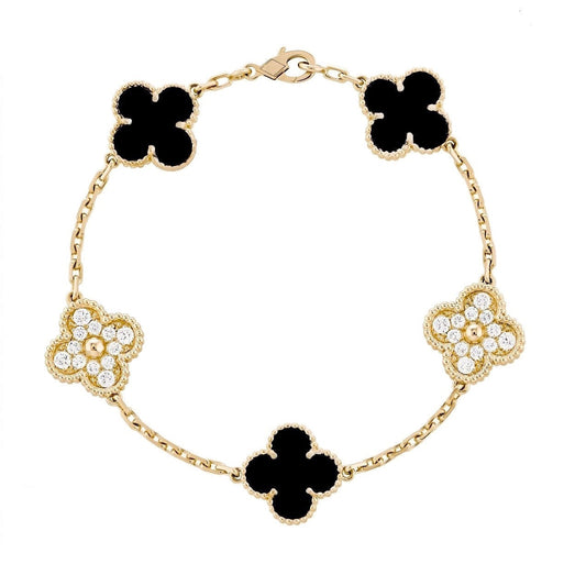 Golden Black | Clover Diamond Bracelet