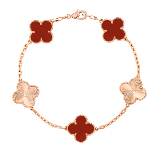 DELUXE FOUR-LEAF CLOVER BRACELET | RUBY