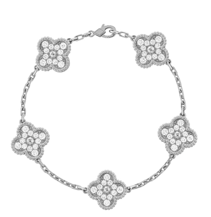 DELUXE FOUR-LEAF CLOVER BRACELET | SILVER