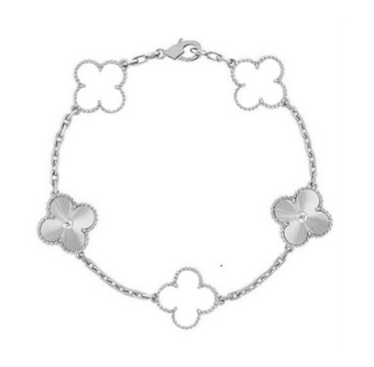 DELUXE FOUR-LEAF CLOVER BRACELET | SILVER